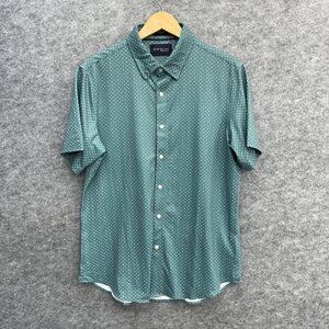 JACHS Men's Button-Up Shirt Casual Everyday Wear, Relaxed,  Green Pattern, L NEW